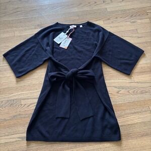Ted Baker London Olympy Tie Front Knitted Tunic Navy Blue Cashmere Blend Sm NWT